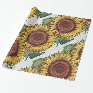 Sunflower Vintage Damask Flower Art