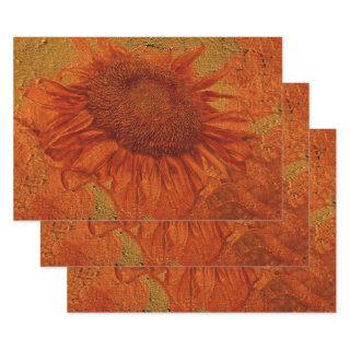 Sunflower Vintage Orange Gold Texture Decoupage  Sheets