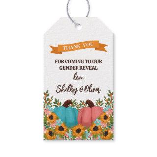 Sunflowers Little Pumpkin Gender Reveal Thank You Gift Tags