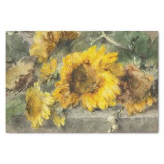 Sunflowers on a Ledge by Margaretha Roosenboom Tissue Paper