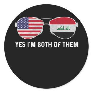 Sunglass Design Iraqi American Flag Patriotic Classic Round Sticker