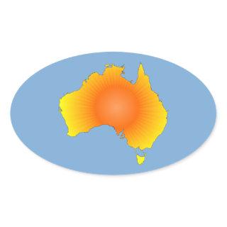 Sunny Australia Map Oval Sticker