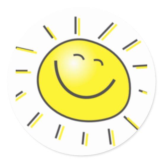 Sunny day, smiling sun, Day to smile! Classic Round Sticker