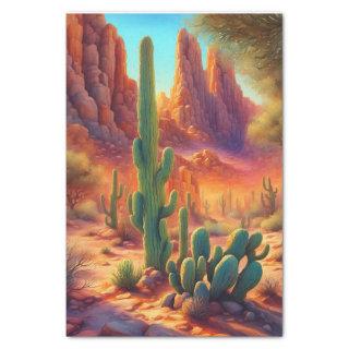 Sunny Desert Cactus Cliff Landscape Decoupage  Tissue Paper