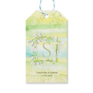 Sunny & Fresh Watercolor Snowdrops Wreath Monogram Gift Tags