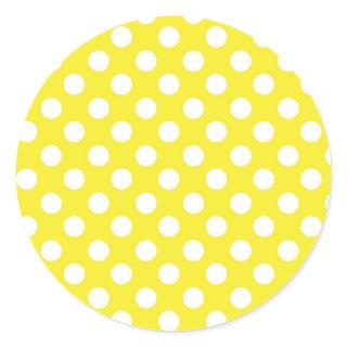 Sunny Yellow & White Polka Dots Birthday Party Classic Round Sticker