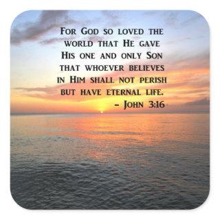 SUNRISE JOHN 3:16 INSPIRING PHOTO SQUARE STICKER