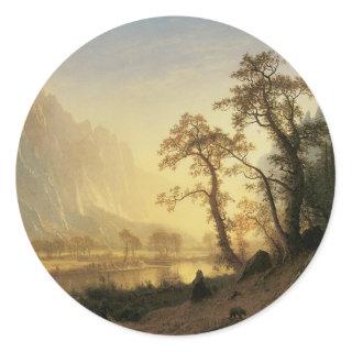 Sunrise, Yosemite Valley by Albert Bierstadt Classic Round Sticker