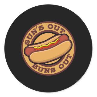 SUNS OUT BUNS OUT Hot Dog Eating Contest Hot Dog Classic Round Sticker