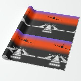 Sunset Airplane Approach Runway Lights Aviation