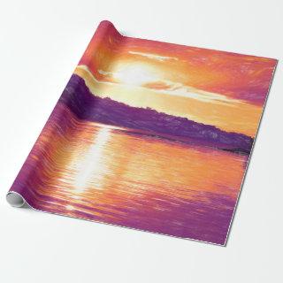 Sunset Coastal Beach Orange Purple Decoupage