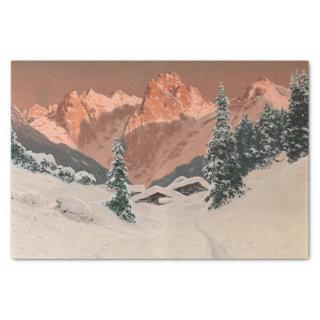 Sunset in the Kaisertal, Snowy Mountain, Decoupage Tissue Paper