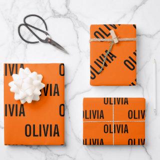 Sunset Orange Modern Name | Trendy Minimalist   Sheets