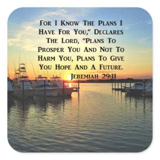SUNSET OVER THE LAKE JEREMIAH 29:11 SCRIPTURE SQUARE STICKER