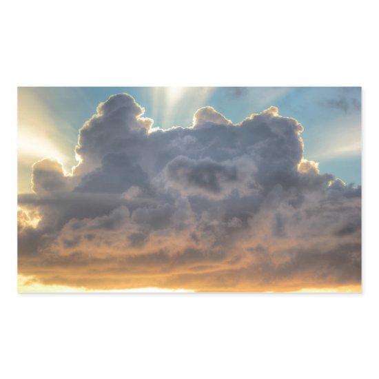 Sunset Rays of Light through Stormy Clouds Rectangular Sticker