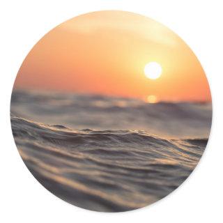 Sunset Sunrise Dawn on Beach Classic Round Sticker
