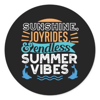 Sunset Waves & Summer Adventures - Cool Summer Classic Round Sticker