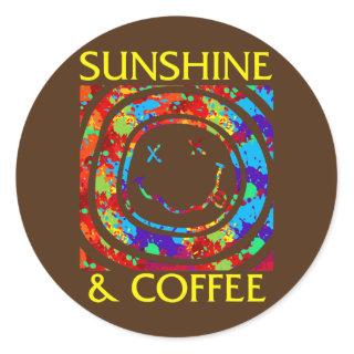 Sunshine and Coffee Summer Women Positivity Classic Round Sticker