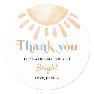 Sunshine Boho Sun Birthday Party Classic Round Sticker