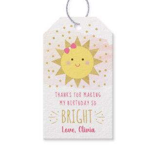 Sunshine Pink & Gold First Birthday Thank You Gift Tags