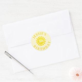 Sunshine Theme 1st Birthday Round Sticker – Boho F