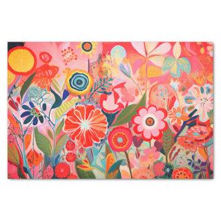 Sunshine Whimsy Flower Abstract Painting Decoupage Tissue Paper