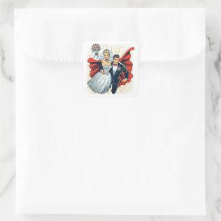 Super Couple Wedding Square Sticker