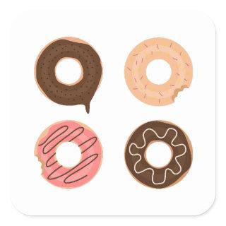 Super cute set of donuts  square sticker