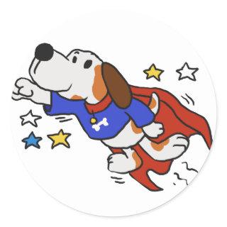 Super dog cartoon | choose background color classic round sticker