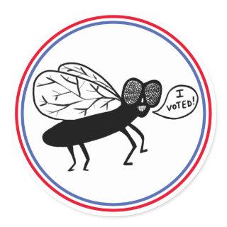 Super Fly says I VOTED! Red White Blue Classic Round Sticker