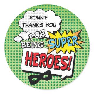 Super Hero Comic Strip Mask Kids Birthday Stickers