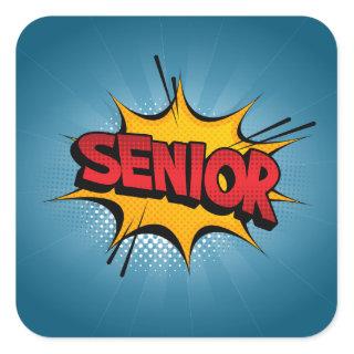 Super Hero Senior Square Sticker