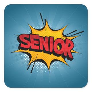 Super Hero Senior Square Sticker