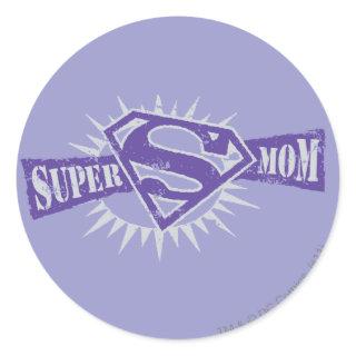 Super Mom Purple Starburst Classic Round Sticker