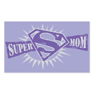 Super Mom Purple Starburst Rectangular Sticker