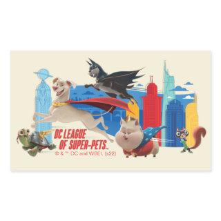 Super-Pets Patrolling Metropolis Rectangular Sticker