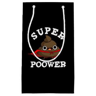 Super Poower Funny Super Hero Poop Pun Dark BG Small Gift Bag