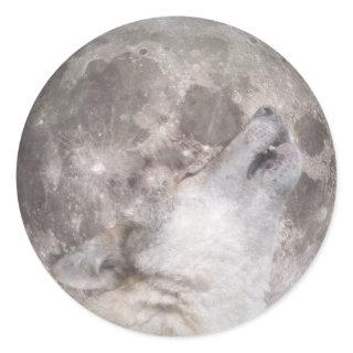 Super Wolf Moon Classic Round Sticker