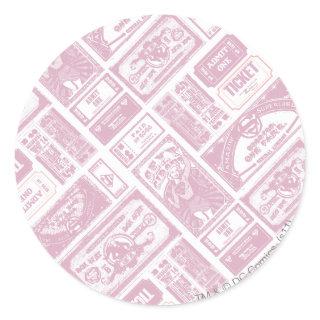 Supergirl Admit One Pattern Pink Classic Round Sticker