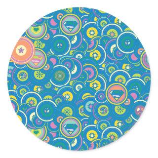 Supergirl Circle Blue Pattern Classic Round Sticker