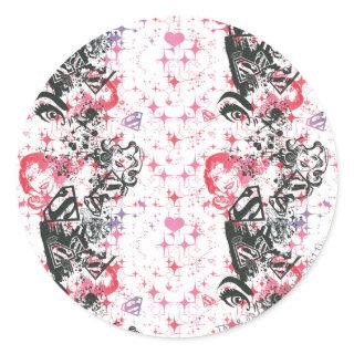 Supergirl Collage Pattern Classic Round Sticker