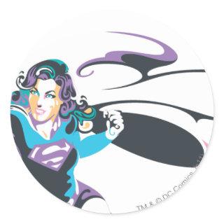 Supergirl Color Splash Pose 4 Classic Round Sticker