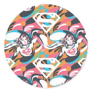 Supergirl Color Splash Swirls Pattern 4 Classic Round Sticker