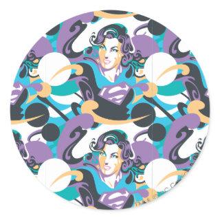 Supergirl Color Splash Swirls Pattern 5 Classic Round Sticker