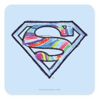 Supergirl Colorful Sketch Logo Square Sticker