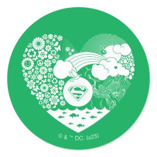Supergirl Floral Peace Heart Graphic Classic Round Sticker