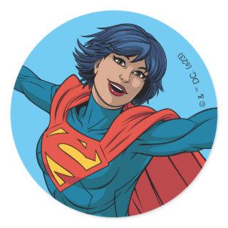 Supergirl Flying in Blue Suit Classic Round Sticker