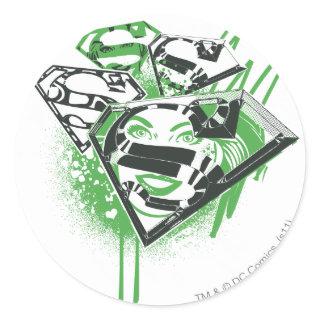 Supergirl Green Spills Classic Round Sticker