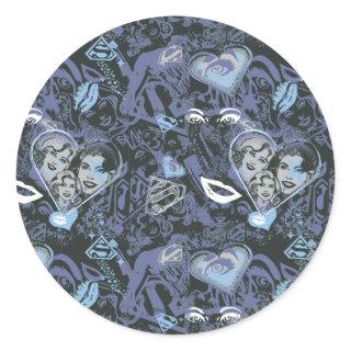 Supergirl Hearts and Lips Pattern Classic Round Sticker