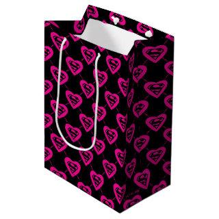 Supergirl Hearts Diagonal Pattern Medium Gift Bag